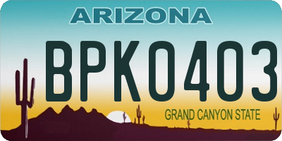 AZ license plate BPK0403