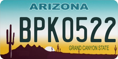 AZ license plate BPK0522