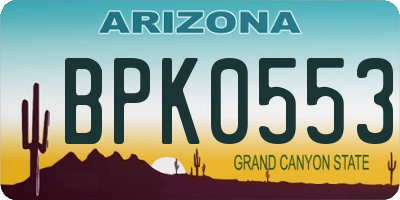 AZ license plate BPK0553