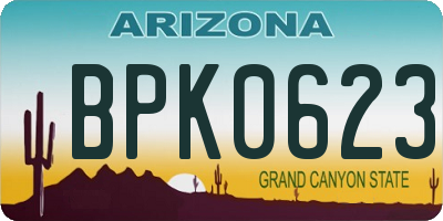 AZ license plate BPK0623