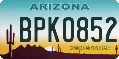 AZ license plate BPK0852