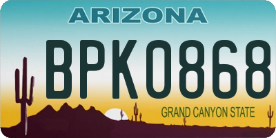 AZ license plate BPK0868