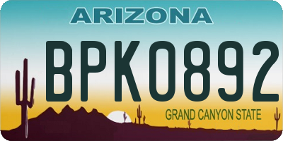 AZ license plate BPK0892