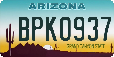 AZ license plate BPK0937