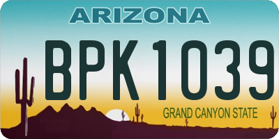 AZ license plate BPK1039