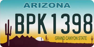 AZ license plate BPK1398