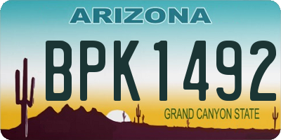 AZ license plate BPK1492
