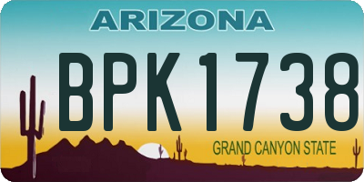 AZ license plate BPK1738