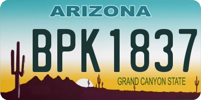 AZ license plate BPK1837