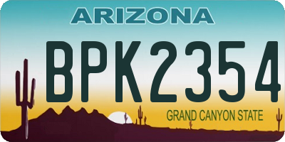 AZ license plate BPK2354