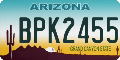 AZ license plate BPK2455