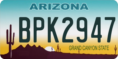 AZ license plate BPK2947