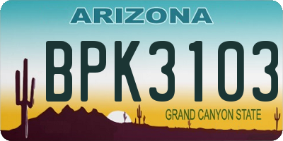 AZ license plate BPK3103