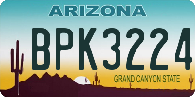 AZ license plate BPK3224