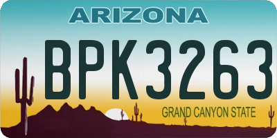 AZ license plate BPK3263