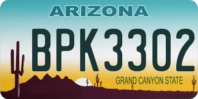 AZ license plate BPK3302