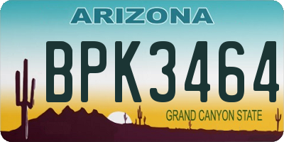 AZ license plate BPK3464
