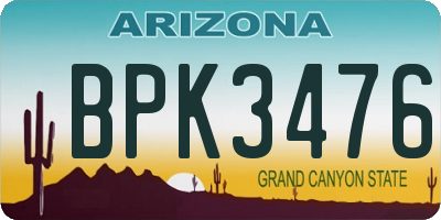 AZ license plate BPK3476