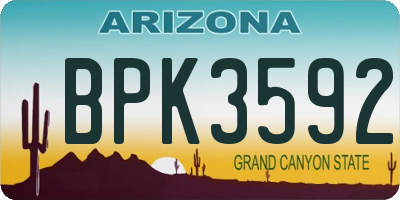 AZ license plate BPK3592