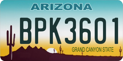 AZ license plate BPK3601
