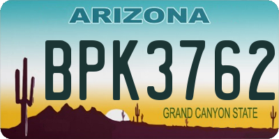 AZ license plate BPK3762