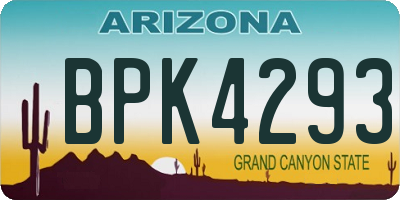 AZ license plate BPK4293