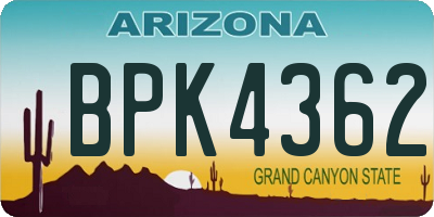 AZ license plate BPK4362