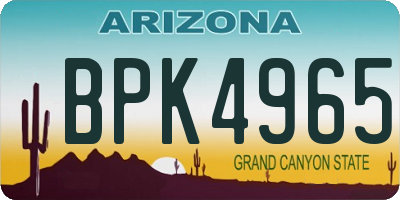 AZ license plate BPK4965