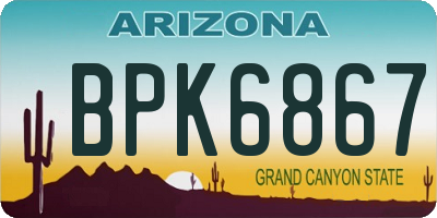 AZ license plate BPK6867