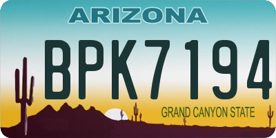AZ license plate BPK7194