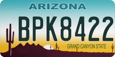 AZ license plate BPK8422