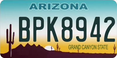AZ license plate BPK8942