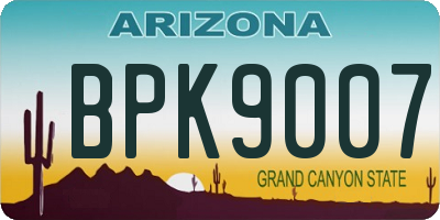 AZ license plate BPK9007