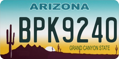 AZ license plate BPK9240