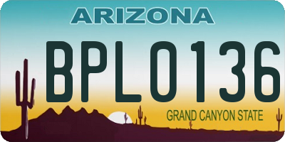 AZ license plate BPL0136