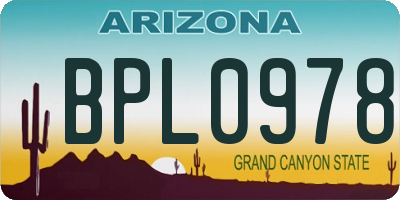 AZ license plate BPL0978