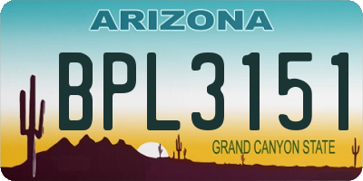 AZ license plate BPL3151
