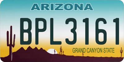 AZ license plate BPL3161