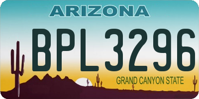 AZ license plate BPL3296