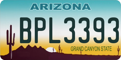 AZ license plate BPL3393