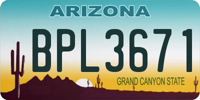AZ license plate BPL3671