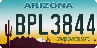 AZ license plate BPL3844