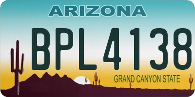 AZ license plate BPL4138