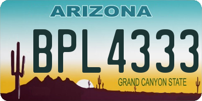 AZ license plate BPL4333