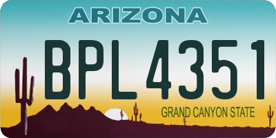 AZ license plate BPL4351