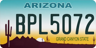 AZ license plate BPL5072