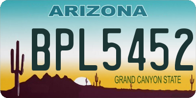 AZ license plate BPL5452