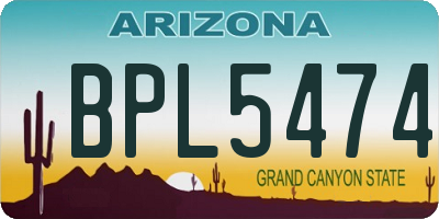 AZ license plate BPL5474