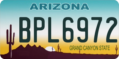AZ license plate BPL6972