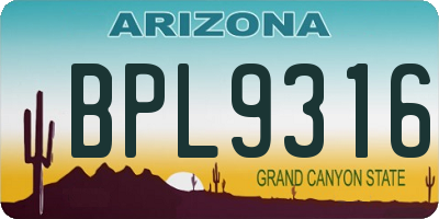 AZ license plate BPL9316
